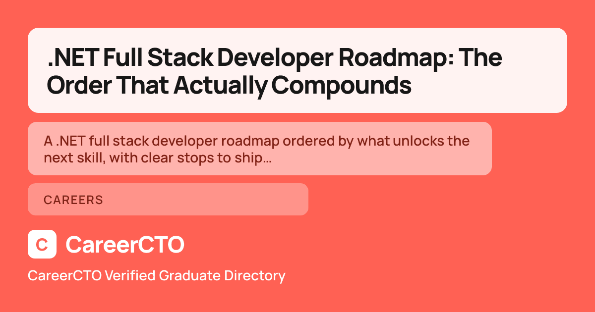 .NET Full Stack Developer Roadmap: The Order That Actually Compounds — Careers