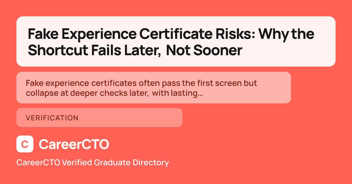 Fake Experience Certificate Risks: Why the Shortcut Fails Later, Not Sooner — Verification