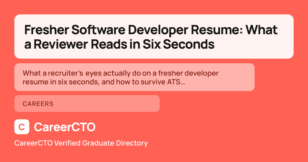 Fresher Software Developer Resume: What a Reviewer Reads in Six Seconds — Careers