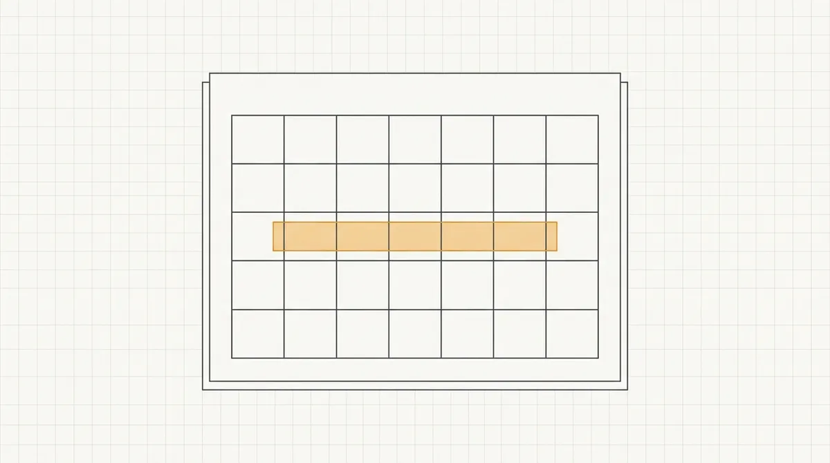 Line drawing of a calendar page marked with a single narrow placement season window
