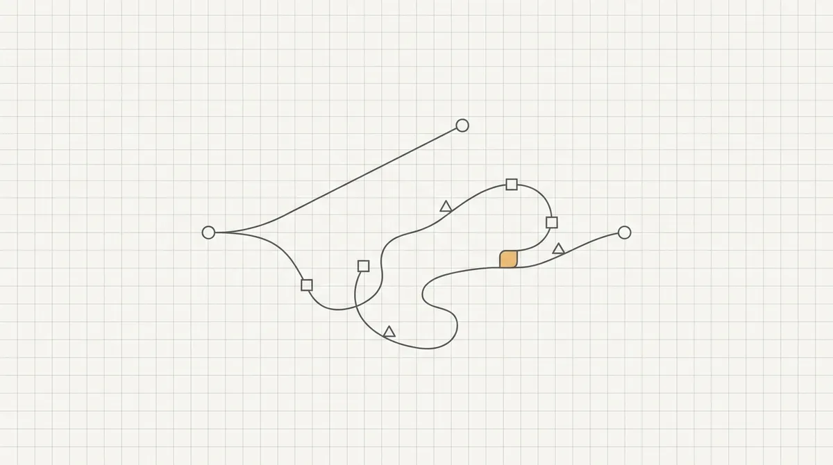 Line drawing of two paths diverging, one short and direct, one longer with checkpoints